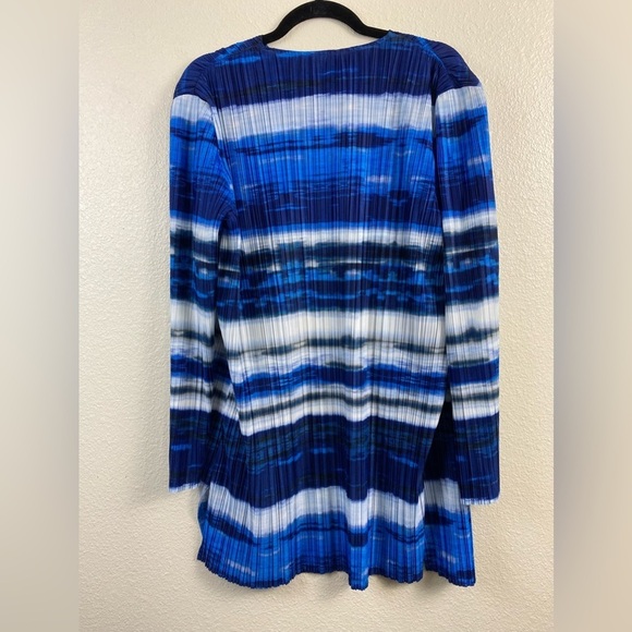 Chico’s Collection Open Front Blue Tie Dye Career Office Long Sleeve Cardigan XL - Picture 2 of 12